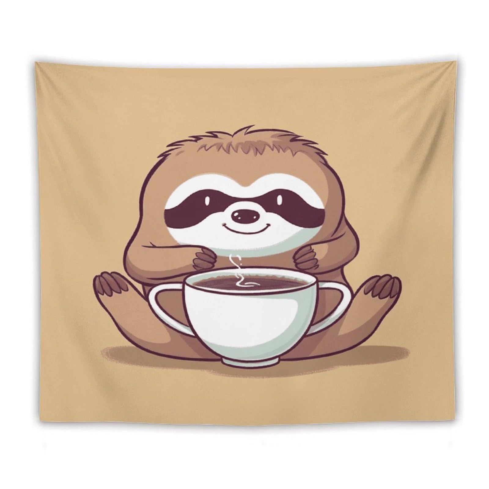 LDGSUPH Yoga Sloth Coffee Tapestry Wall Hanging Decor Anti-fading Aesthetic Wall Tapestries Fashion Wall Blanket Decor Modern Wall Art Tapestry for Bedroom Home Decor 50"x60"
