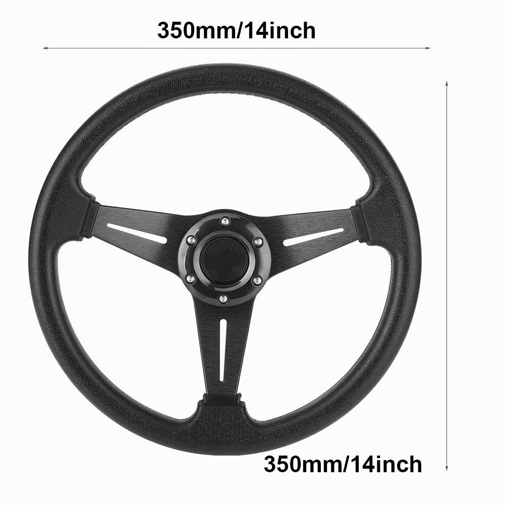 Volante, volante da corsa universale da gioco in lega di alluminio volante da corsa per rally da corsa Motorsport Car Sim Driving 14 pollici(Nero)