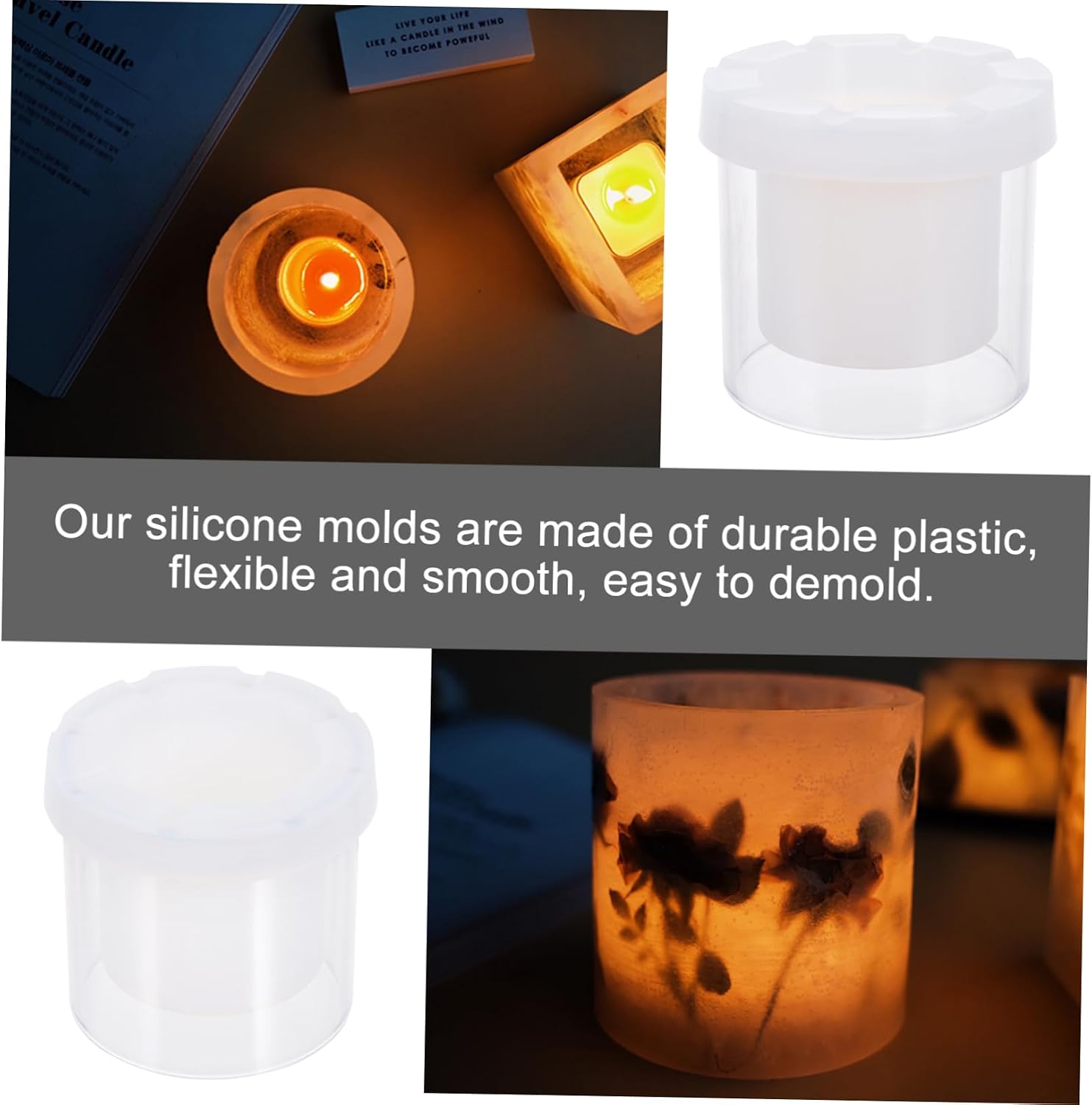 jojofuny DIY Scented Candle Mold Flower Candle Cup Molds for Adults Making Kit Supplies