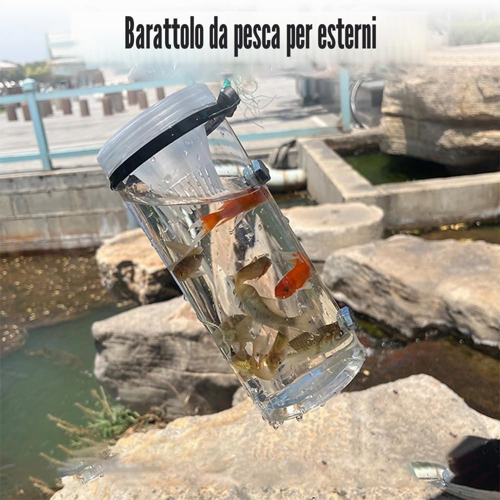 Trappola per Pesciolini Acquario, Trappole per Esca Pesci con Corda e Spina di Terra e Design a Baffi Inversi per Pesca di Acqua Salata e Acqua Dolce