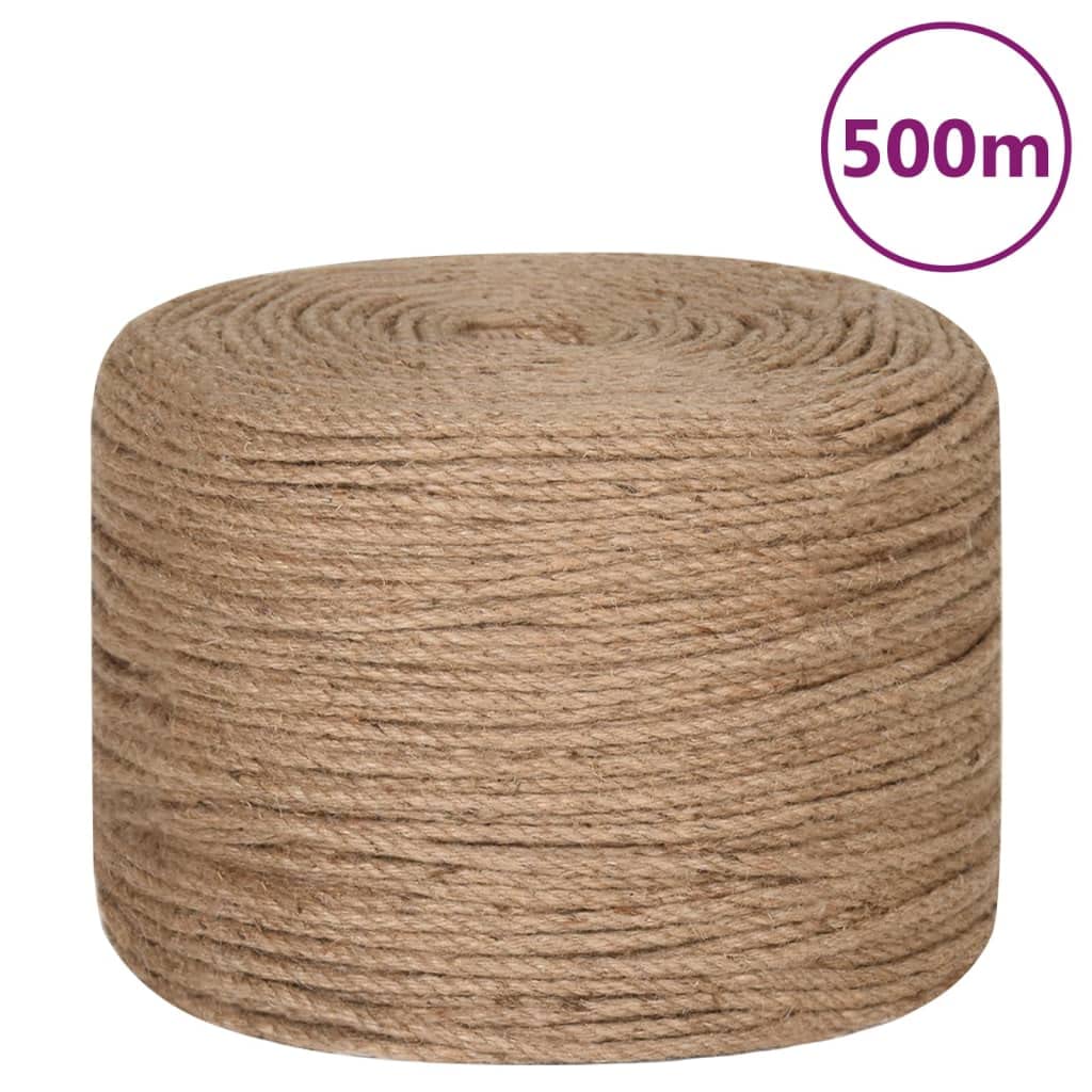 100% Jute Seil, Geflochtenes Outdoor Tauwerk, UV-beständig, Abriebfest und Chemikalienbeständig, Bootsleine, Arbeitsseil für Landwirtschaft Schifffahrt Camping, 4 mm x 500 m
