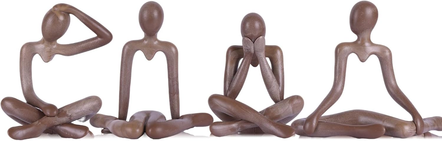 XMGZQ Thinker Figurines,Abstract Bookshelf Figures,Knick Knacks Home Decor,Plastic Thinker Statue Kit,Statues for Home Decor,Abstract Art Decorations Accessories,Desk Decor for Women (Brown)