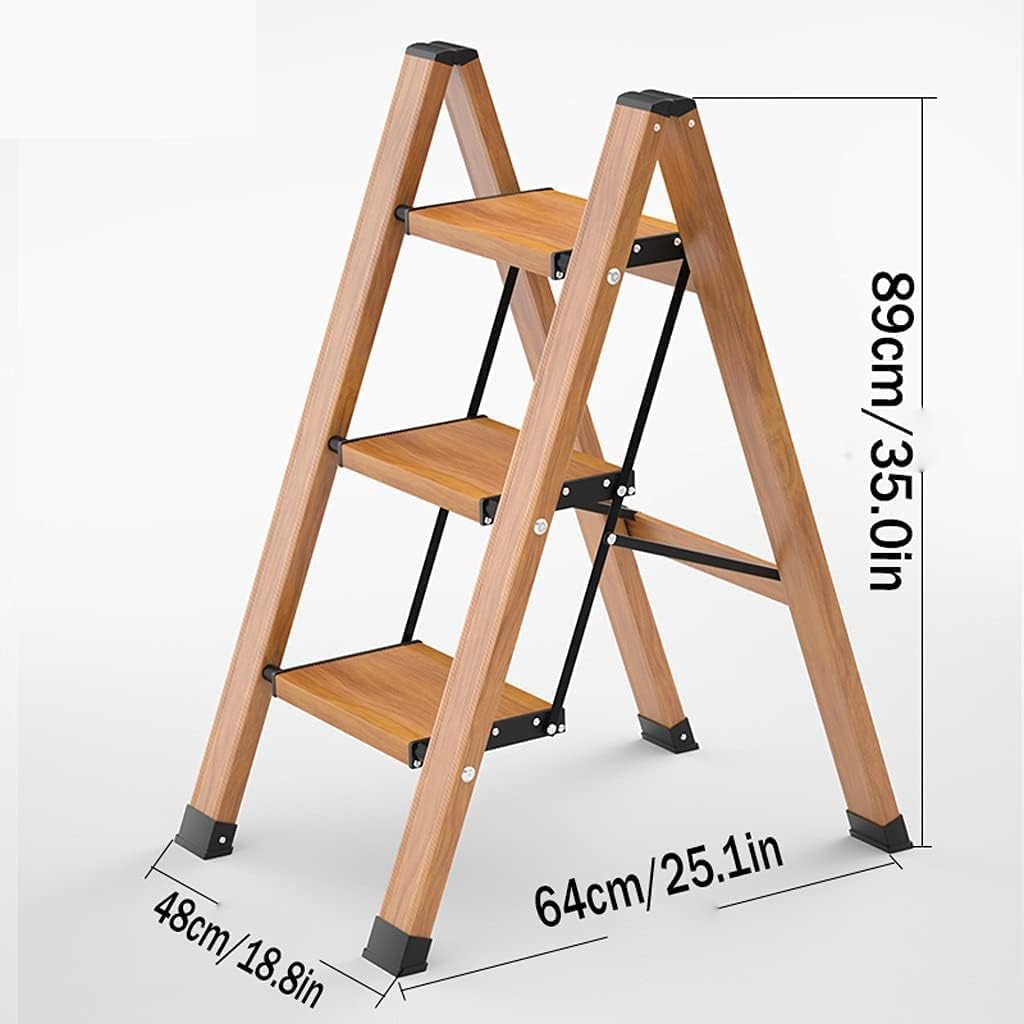 Step Ladder 3 Step Ladder Folding Ladder Telescopic Ladder with Wide Pedal Aluminum Portable Extension Ladder for Home Kitchen Folding Ladder Telescopic Ladder(Color:A)