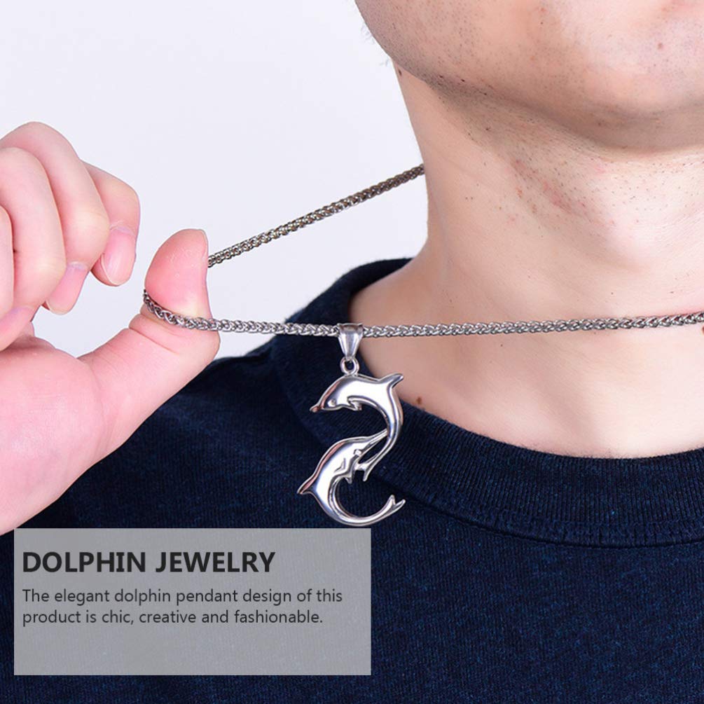 QYYZTQY Herren Halskette Delphin Anhänger Titanium Stahl Schlüsselbein Kette Strand Schmuck Gentleman Fashion Accessoire