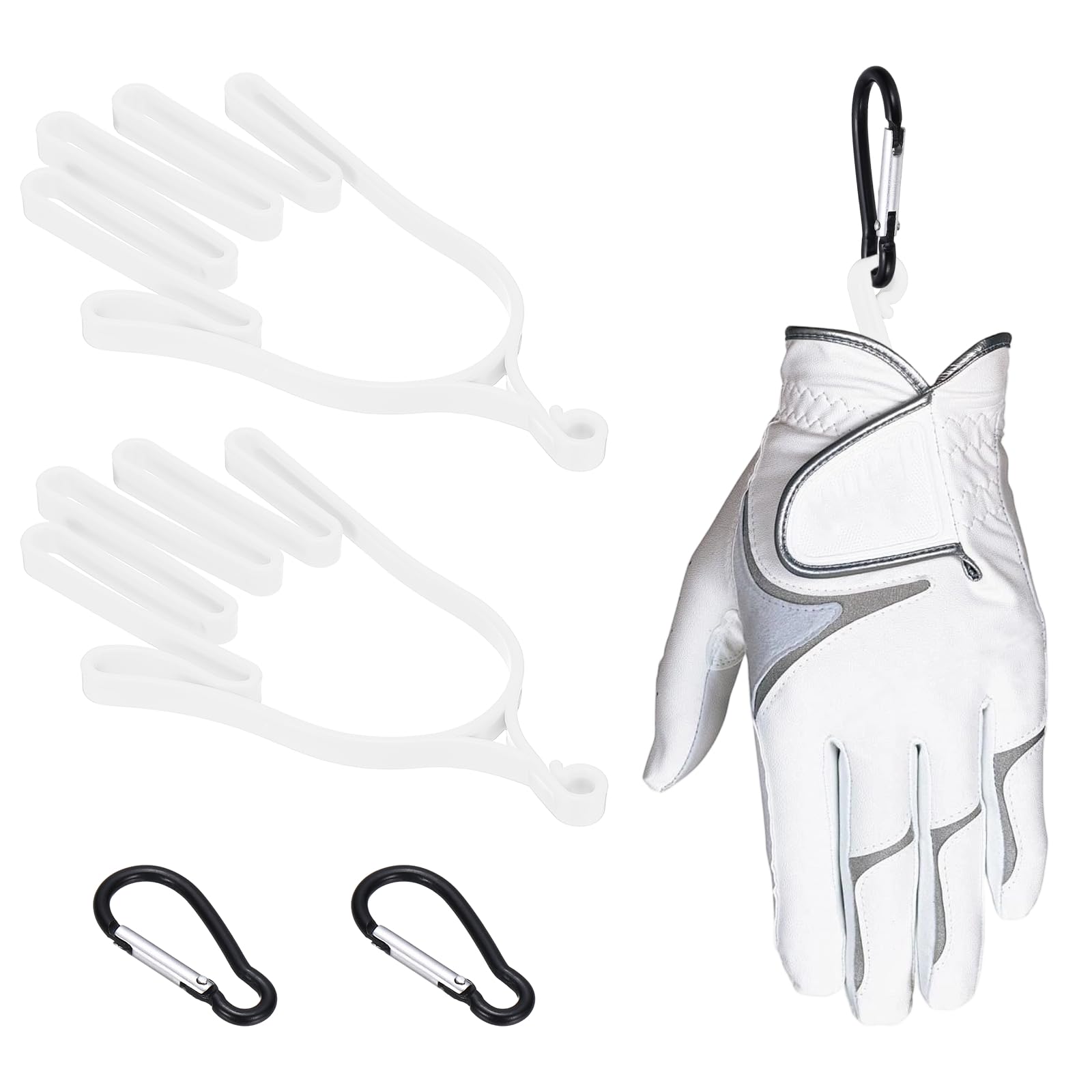PATIKIL Golf Gloves Stretcher, 2 Pcs Plastic Keeper Support Rack Holder Dryer Hanger Frame with Hanging Hooks for Men Women Sports Gloves Maintenance, White