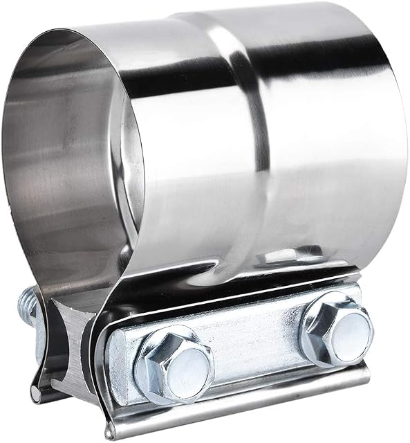 KIMISS Universal 2.5in Exhaust Pipe Clamp Stainless Steel Universal Car Exhaust Pipe Clamp Lap Joint Band U Shape Exhaust Clamp (2.5 Inch)