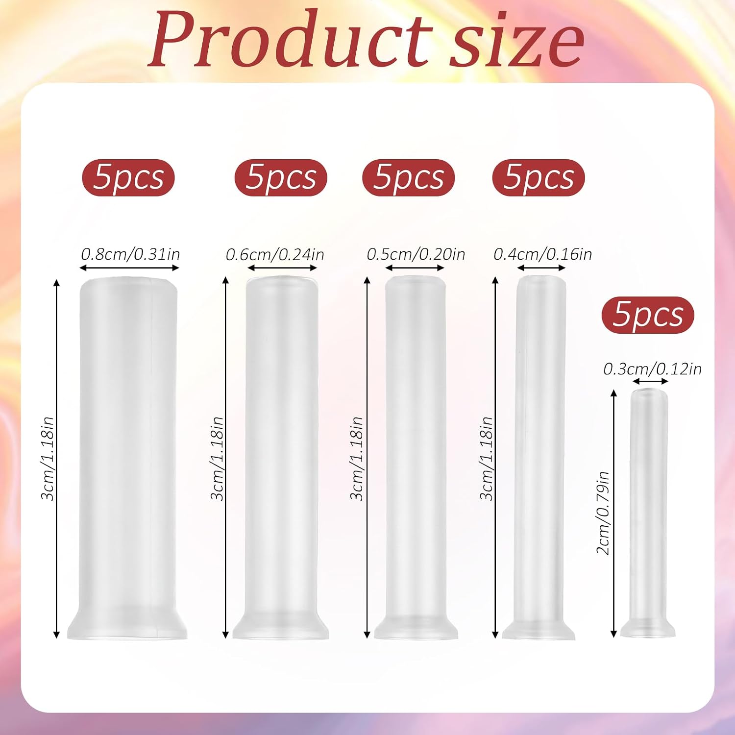 QFGasre 25pcs Resins Hole Makers Hole Maker for Resins 5 Sizes(3/4/5/6/8mm) Drill-Free Silicone Tools for Epoxy Holes Mold for Making Jewelry Keychain Pet Tag Pendant Bookmakers Earring Ornaments