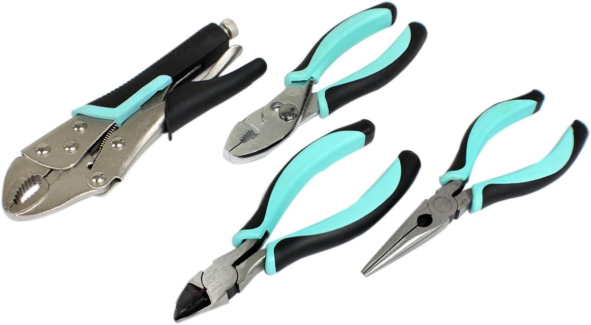 Allied Tools 38228 4 Pcs. Plier Set - Steel Tools, Slip Resistant Pliers, Slip Joint, Locking, Needle Nose, and Diagonal