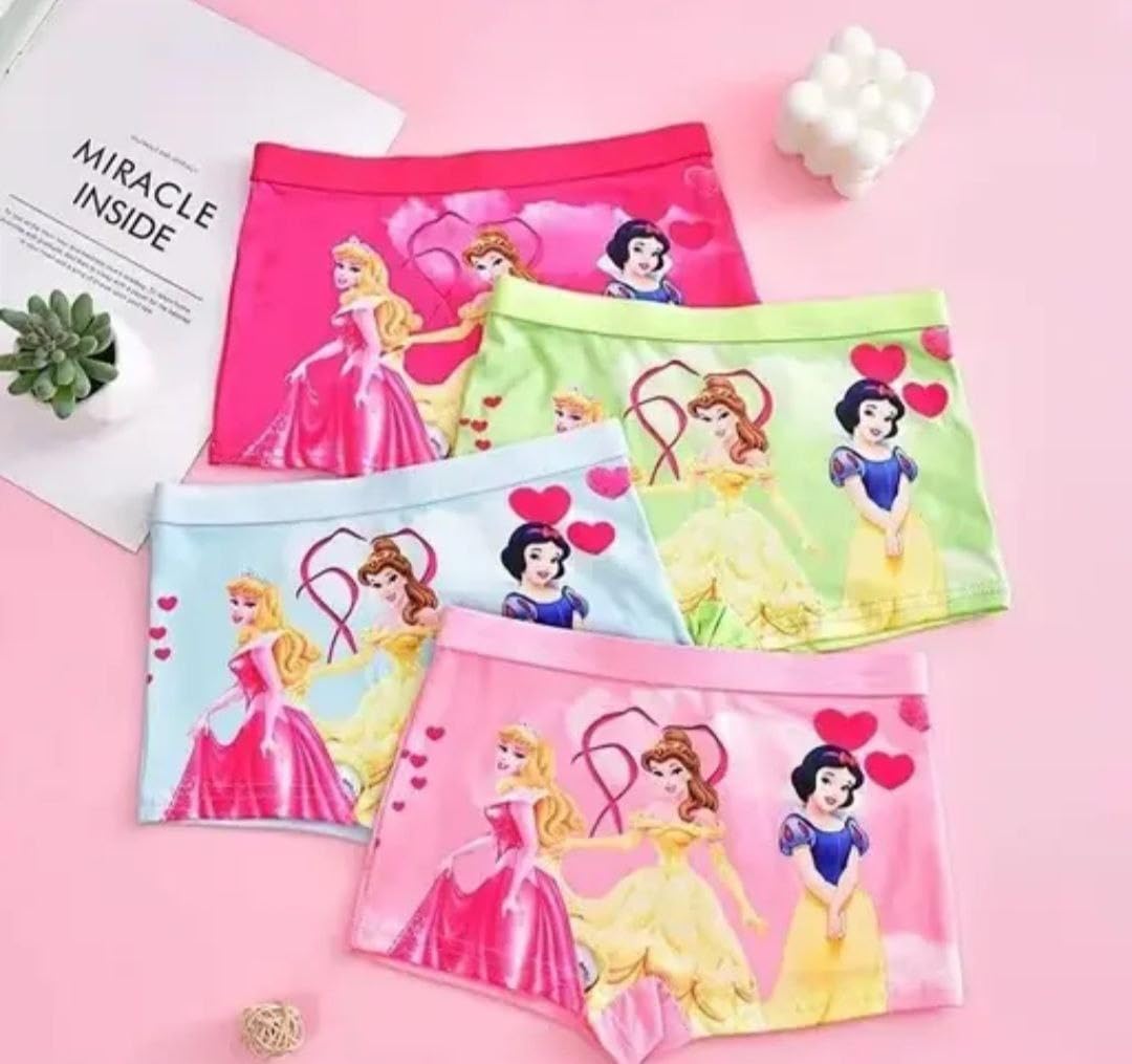 GALBLUSH Cartoon Printed Girls Cotton Panties | Kids Underwear | Soft & Comfortable Innerwear for Girls | Multicolor-Multiprint | Pack of 8 | Age 2-3 Years 4