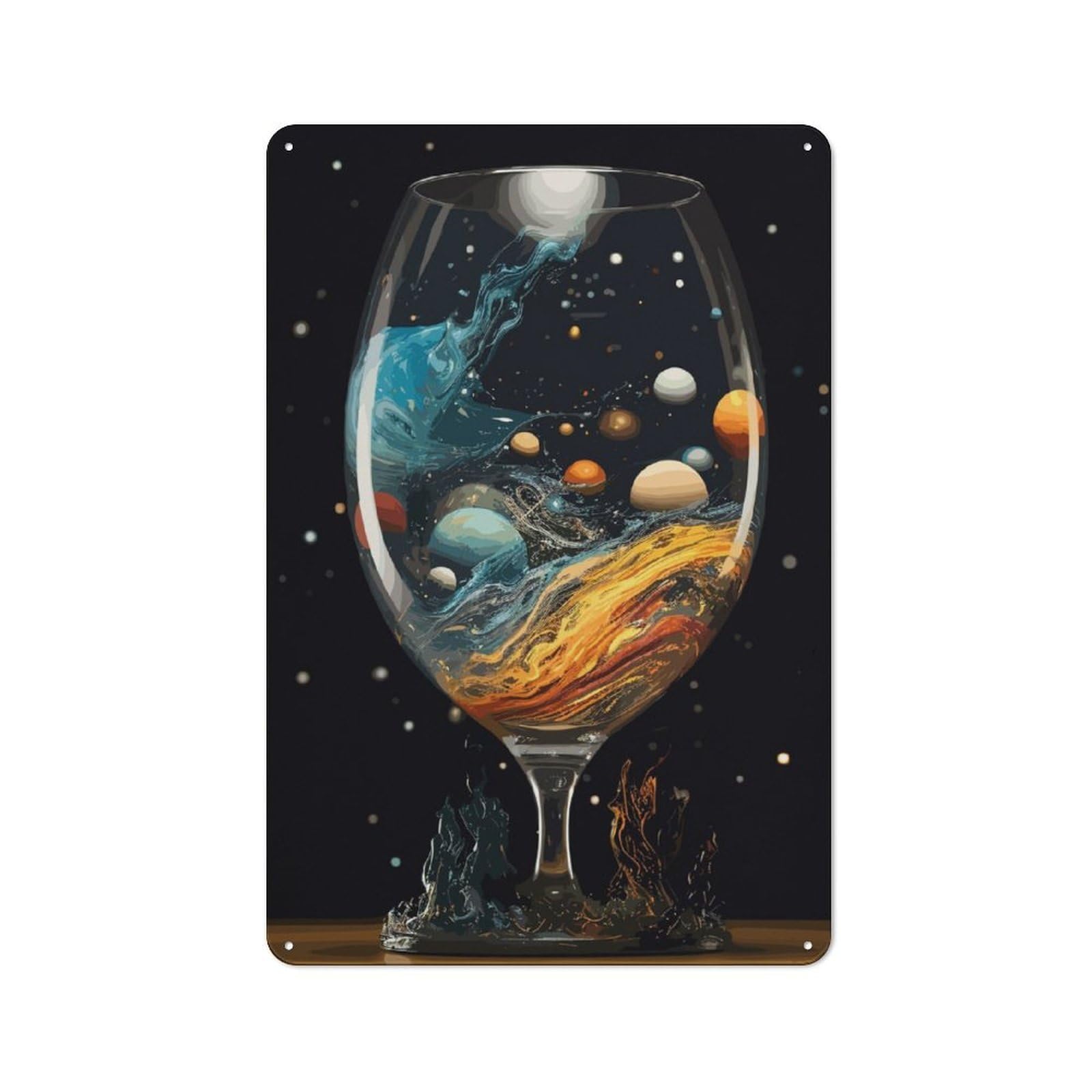 Junmoney Planet Glass Metal Wall Sign 30X20cm Featuring For Café Or Restaurant, For An Autumn Wall Display In Café And Restaurant