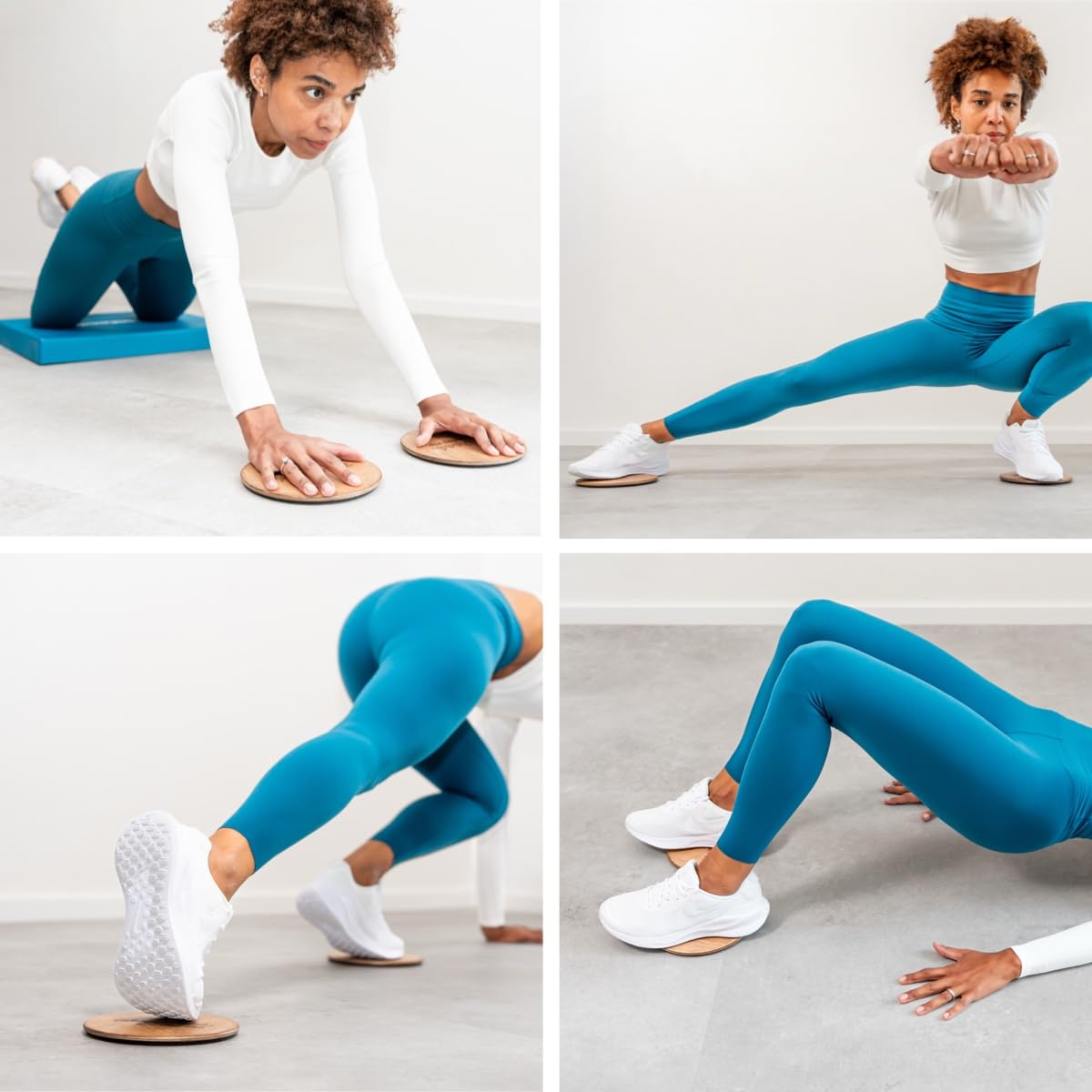 plankpad Slidepads Pro Patins de fitness double face en bois et feutre pour tout le corps pour sols durs et tapis