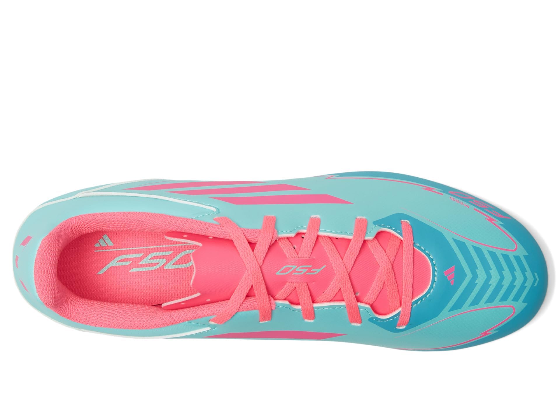 adidas Unisex F50 Club Messi Firm Multi Ground Sneaker, Flash Aqua/Lucid Pink/Lucid Cyan, 10 US Men