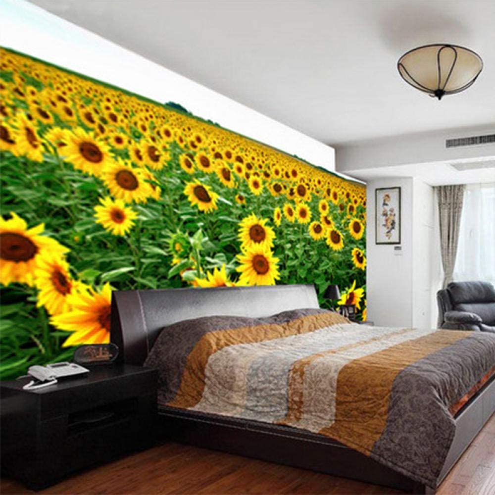 Papel Pintado Mural 3D Flor De La Planta De Girasol Papel Pintado Mural 3D Papel Pintado De Pared Carteles De Pared Pegatina De Pared Borde Autoadhesivo Ladrillo Baño Dormitori 200(ancho)x150(alto) cm