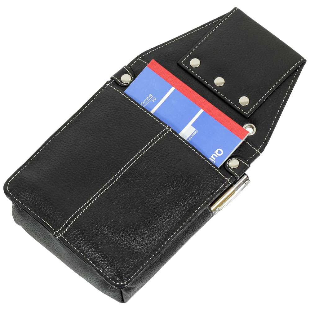 Ledershop24 XXL Profi Kellnerbörse Taxibörse Verkaufsfahrer Geldbörse Kellner Holster Halfter Kellnertasche Kellnerholster Schwarz Leder Kellnerset-Kellnerbörse+Kellnertasche