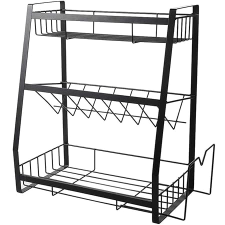 Amazon Akemi 調味料ラック スパイスラック シンク下 収納 キッチンラック シンク上 キッチンワゴン スパイス ボトル 収納ラック 調味料ストッカー 調味料 棚 3段 化粧品収納 風呂 洗面台下 大容量 省スペース ブラック 調味料 スパイスラック オンライン通販