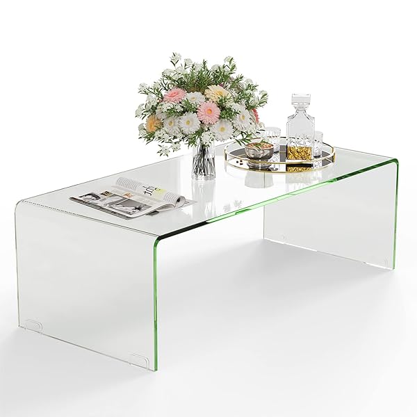 Sleek Glass Coffee Table Ideas That Open Up Your Living Room 23 Minimalist Clear Waterfall Coffee Table