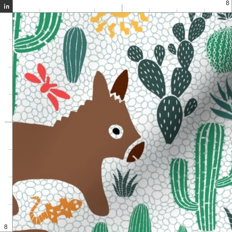 Miniatura 3 de Spoonflower The Yard - Life Country Animals Western Cactus Desert Farm Donkey Impreso en tela de algodón de la firma de pétalos por The Yard - Coser