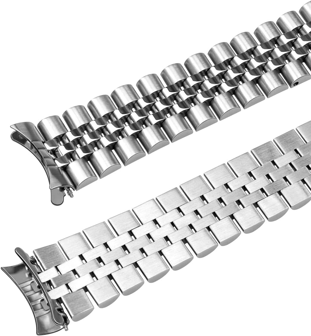 YISIWERA Stainless Steel Curved End Watch Band Replacement Double FlipLock Buckle Metal Watch Strap Bracelet for Men Women
