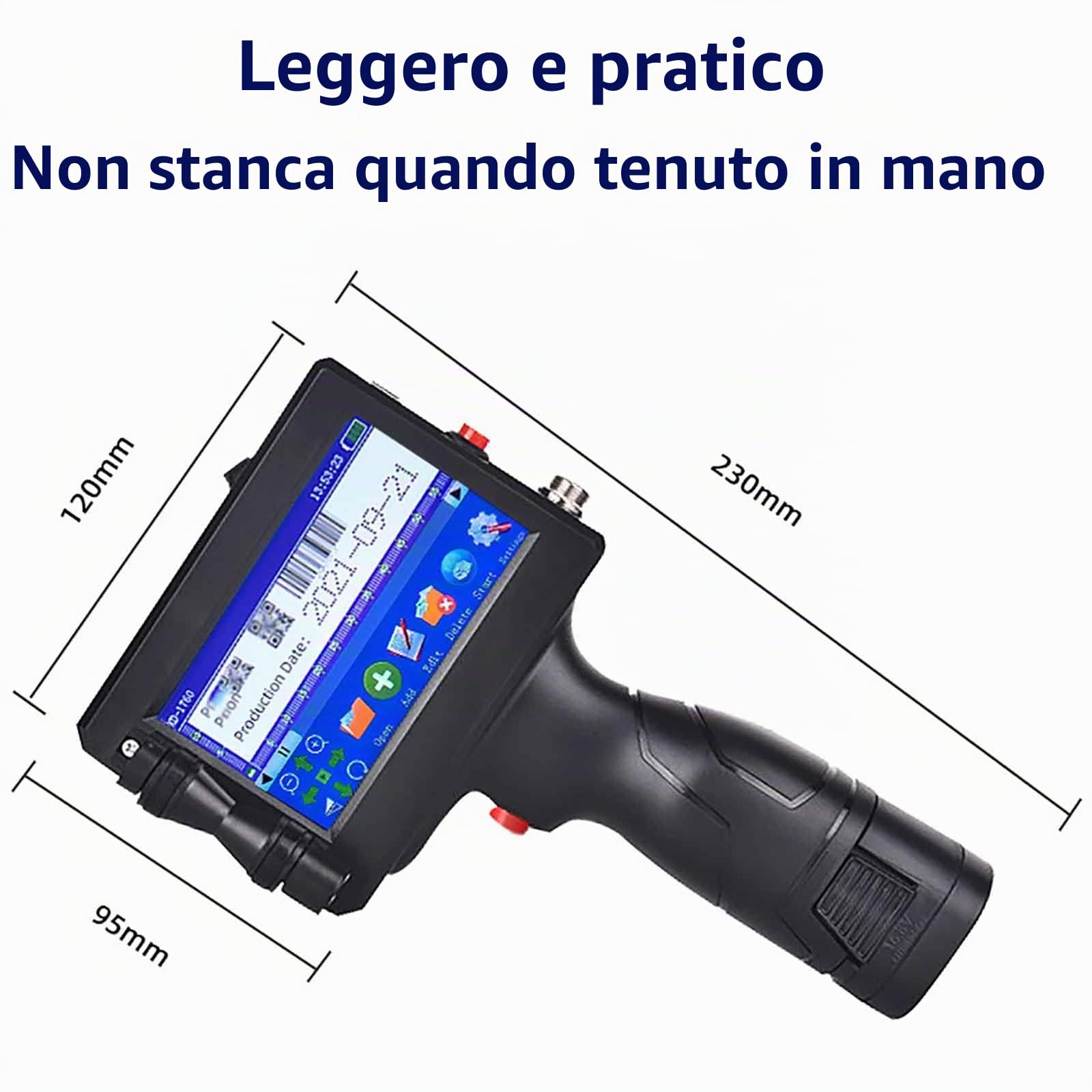 Stampante Portatile a Getto d'Inchiostro, Stampante Portatile con Touch Screen da 4,3 Pollici, Macchina per la Codifica a Getto d'Inchiostro ad Asciugatura Rapida per Data di Scadenza