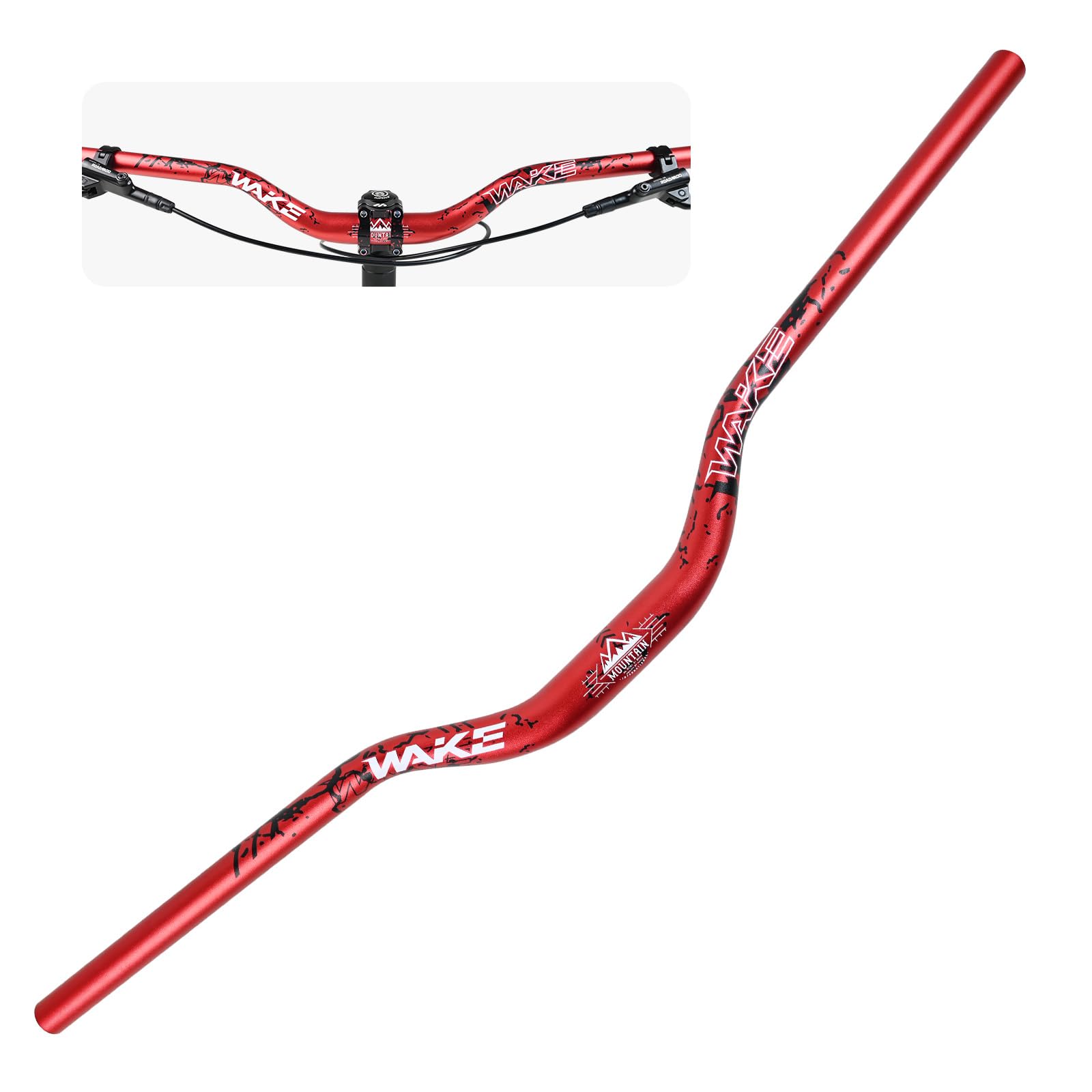 MIGHTYDUTY Wake Bike Handlebar 31.8mm*780mm Extra Long Wide Riser Bar Aluminum Alloy Bicycle Handlebars Riser 55mm Bike Bars for Cycling MTB Mountain Road Bike (Red)