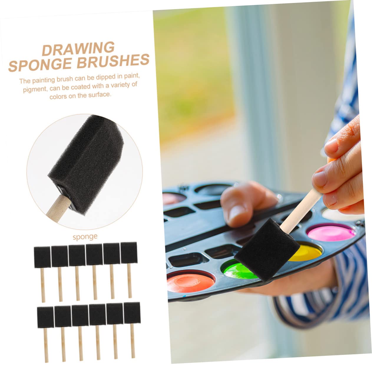 jojofuny 12Pcs DIY Painting Sponge with Handles Versatile Sponge Paint Brushes for Art Projects Easy to Clean and Carry for Creative Painting Activities