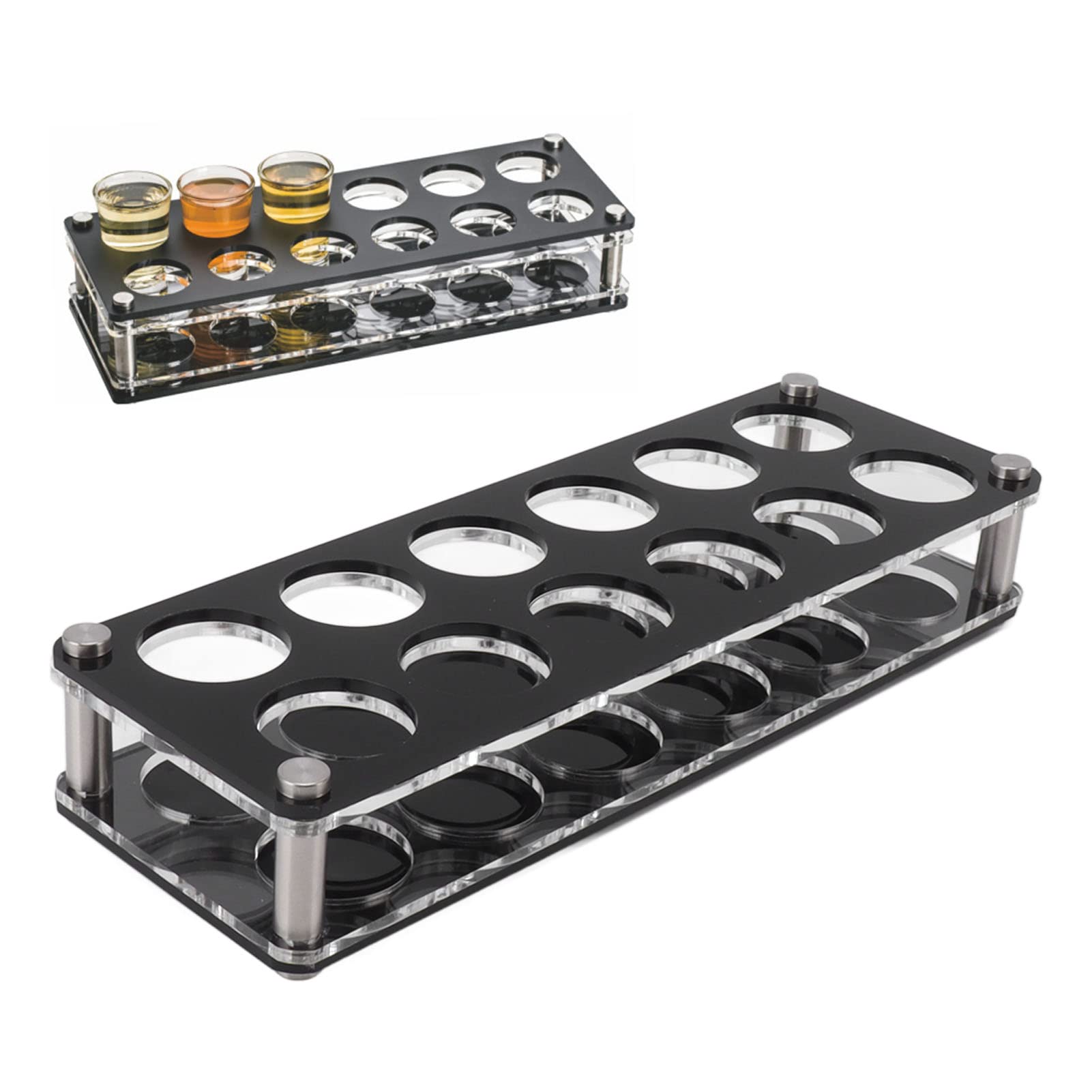 Whiskey Shelves Shot Glass Holder Tray, Acrylic Shot Glass Holder