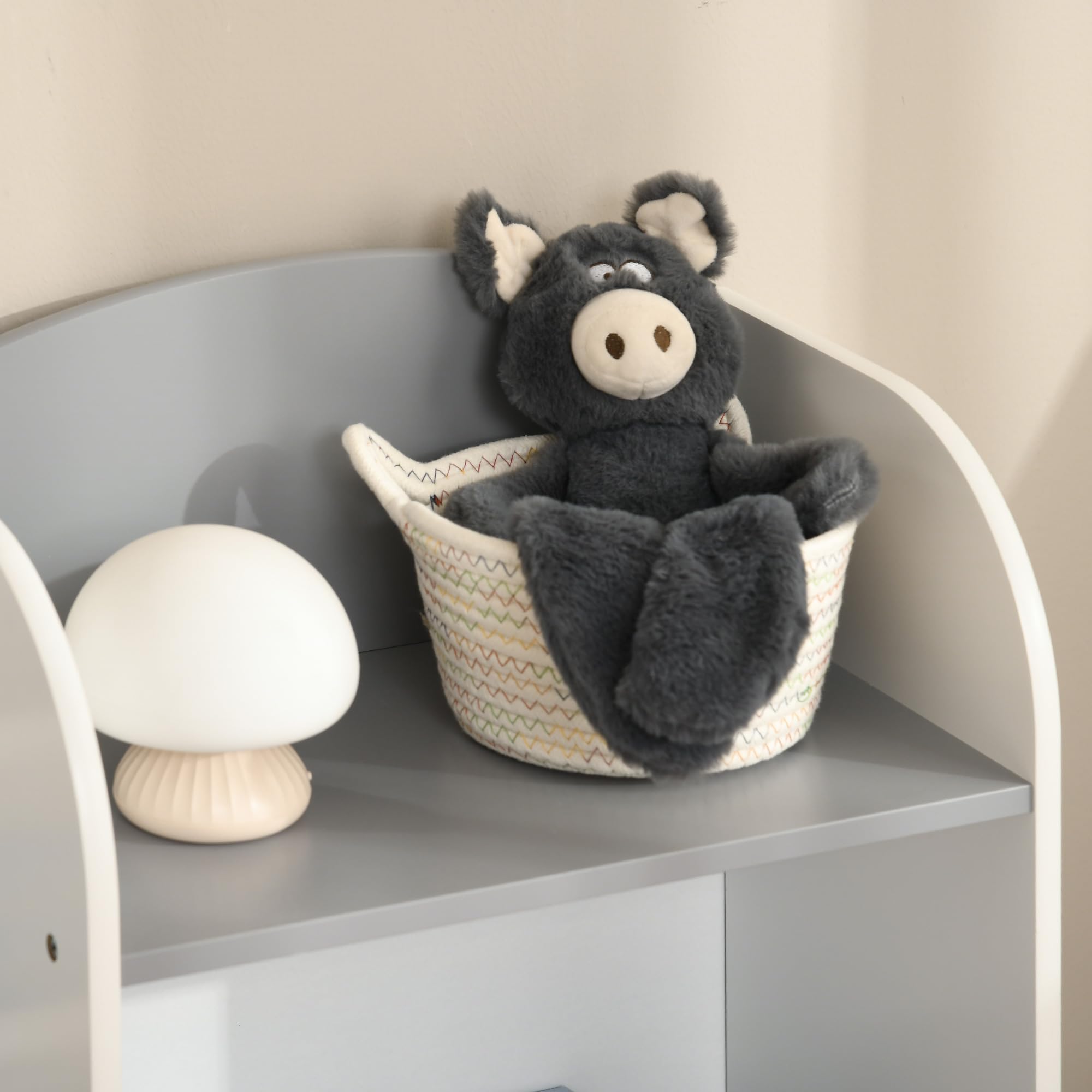 ZONEKIZ Scaffale Portagiochi per Bambini Mobile per Cameretta in Legno, Arredamento per Bambini da Salotto e Asilo, 85x26x84cm, Grigio