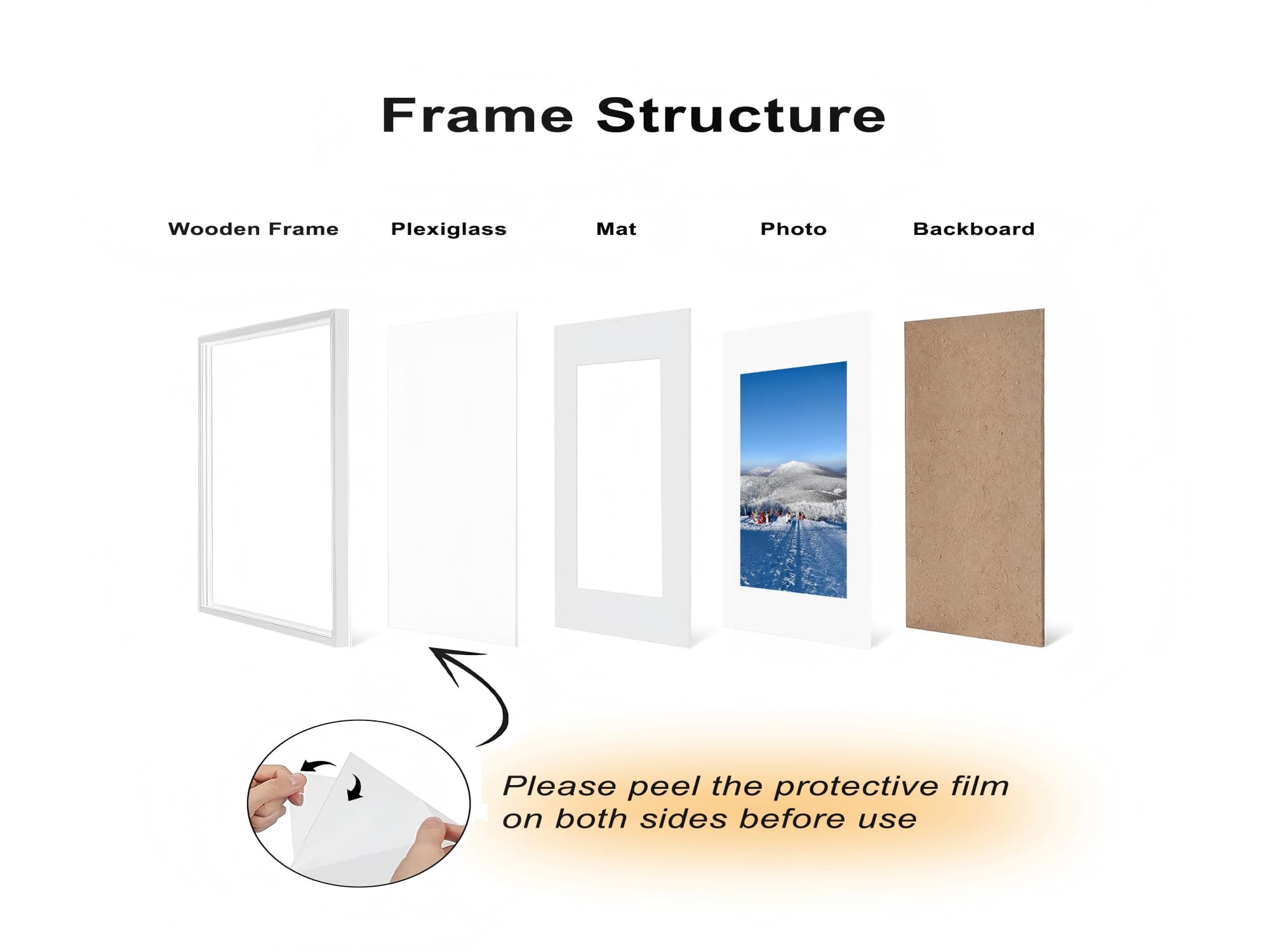 A3 Frame, Wooden Picture Frame 29.7 x 42 cm with A4 Mount and Plexiglass - Image 4