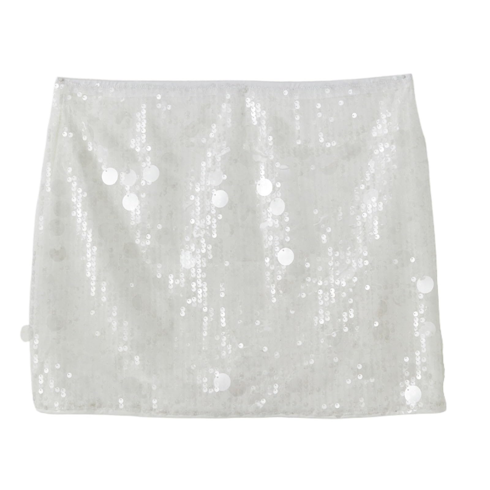 Faldas Cortas de Cintura Baja for Mujer Primavera Verano sólido Brillante con Lentejuelas Ajustadas for Mujer Vacaciones Playa