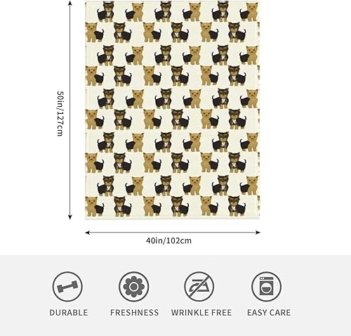 Miniatura 4 de Yorkshire Terrier - Manta de forro polar para perro Yorkie de franela súper suave, acogedora, lavable, ligera y mullida para sofá, cama, oficina,