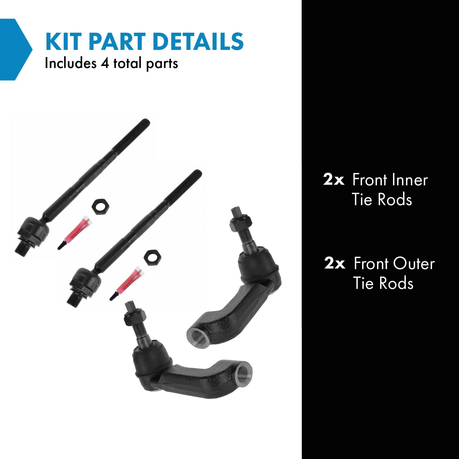 Amazon.com: TRQ Front Inner and Outer Tie Rod Set 4 Piece