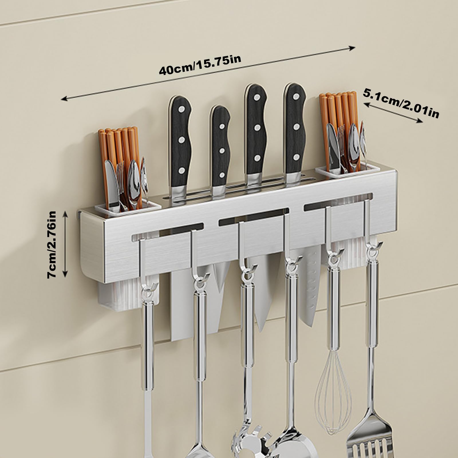 VBNZBK Porte-ustensiles de Cuisine Avec 6 Crochets Amovibles,Barre, support uste