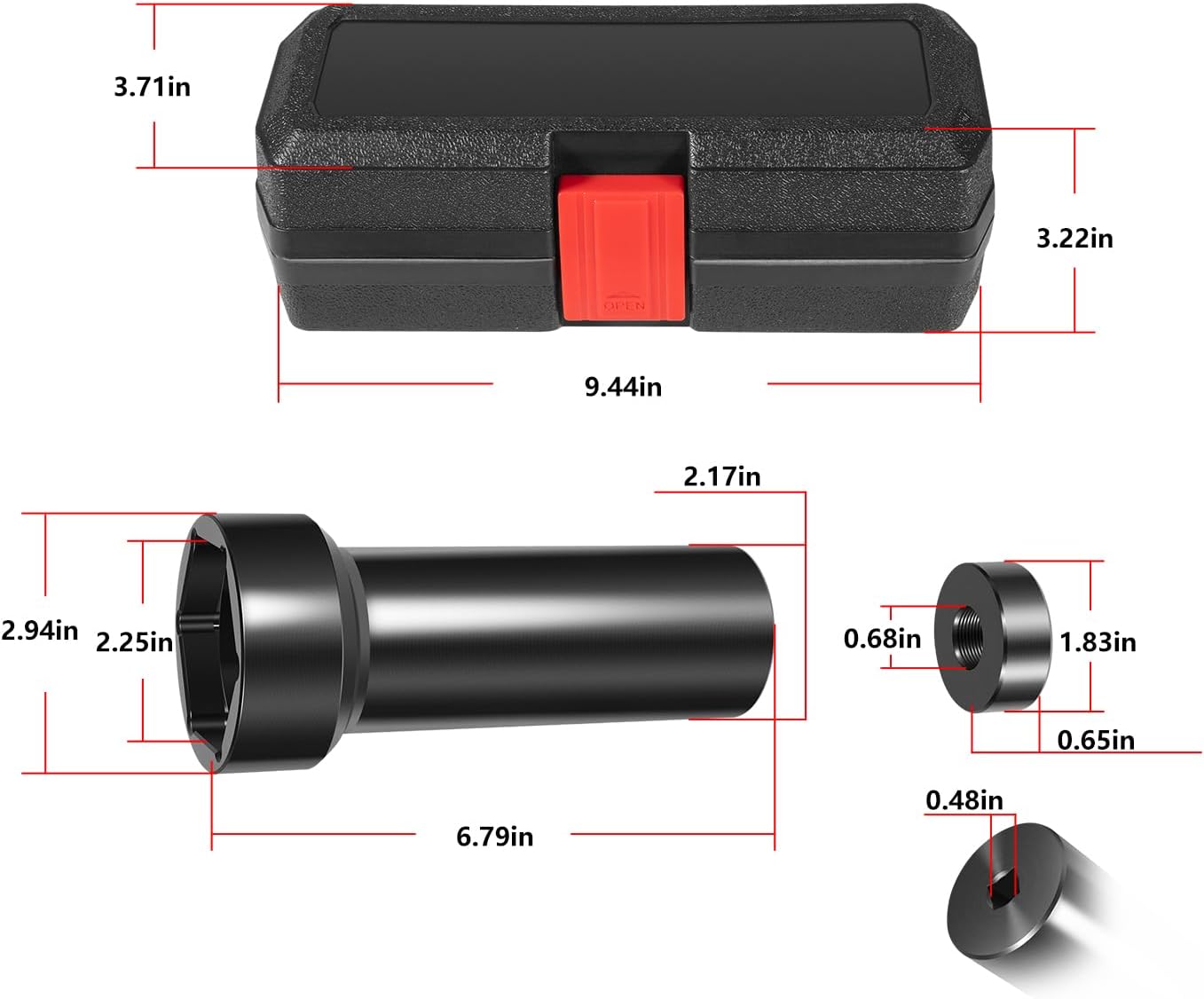 2-1/4" Mainshaft Pulley Wrench Tool Kit with Storage Box,Fit for Harley Davidson Twin Cam,Dyna,Electra Glide,Heritage Softail (2006-up)- Main Shaft Sprocket Lock Nut Socket with Threaded Bushing