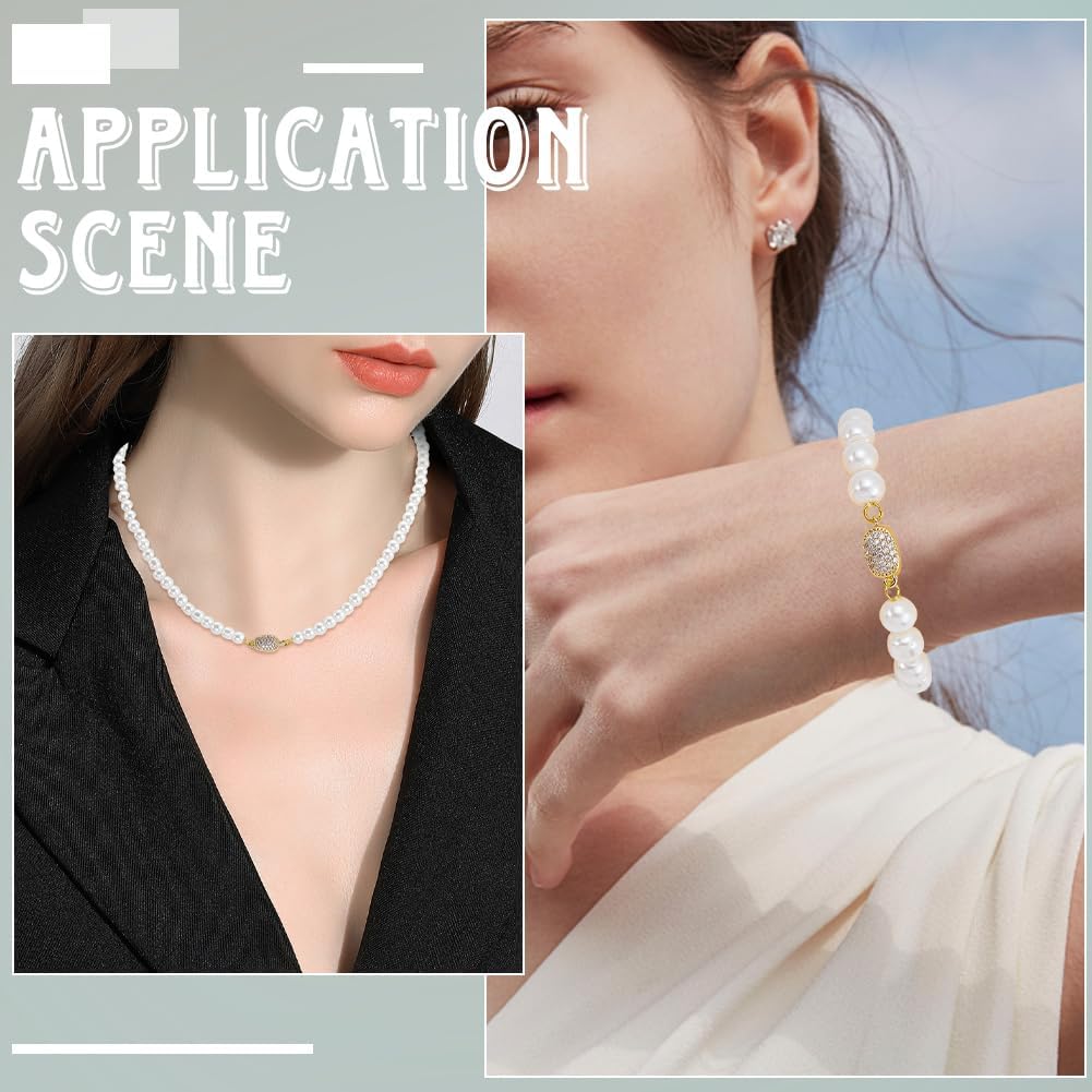 Beebeecraft 1 Box 6Pcs Crystal Bracelet Clasp Cubic Zirconia Box Clasps 18K Gold Plated Brass Oval Connector Clasps with Jump Ring for DIY Jewelry Making 18x7.5x6mm