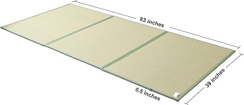 Miniatura 3 de KITBRHOME Tapete de tatami (individual XL de 83 x 39 x 0.5 pulgadas), colchón tradicional japonés de tatami, tapete de tatami de césped natural para