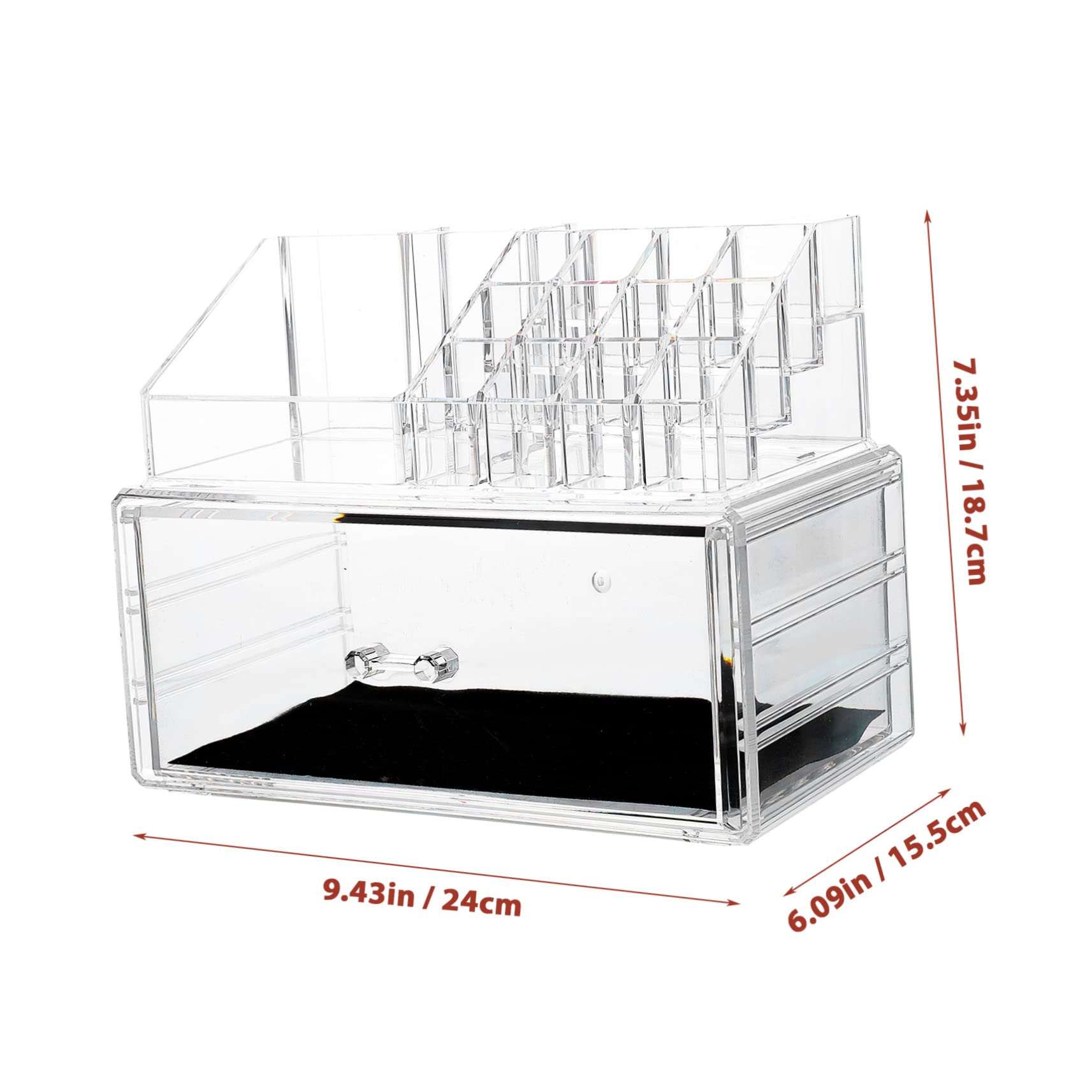 Caja de Almacenamiento Acrílica Cajones para Cosméticos | Transparente, Diseño Simple, para Exhibición y Orden de Barras Labiales y Sombras