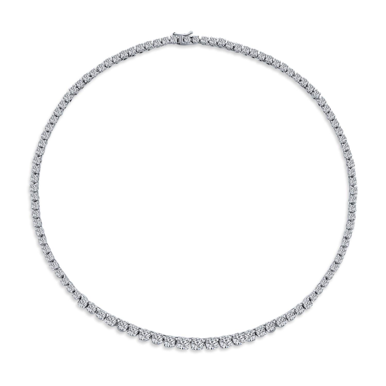 Classic Traditional Bridal Cubic Zirconia Graduated AAA CZ Square Cut Channel Set Or Round Prong Bezel Set Statement Tennis Necklace Collar For Women