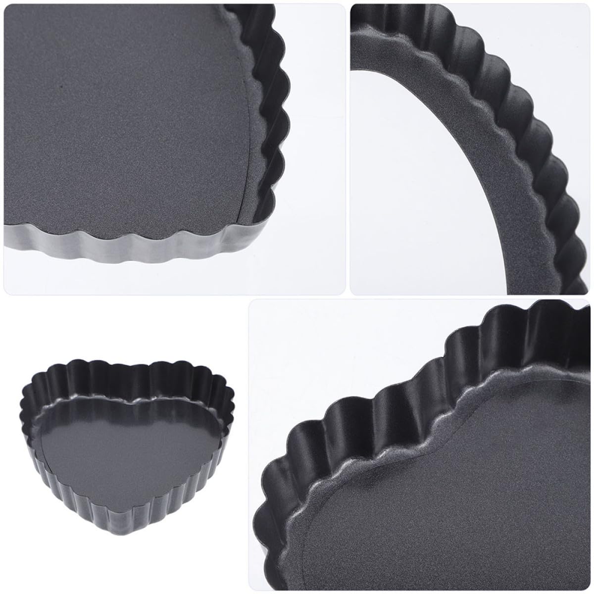 SHINEOFI Teglia a Cuore Mini con Fondo Removibile, Set 6 Pezzi in Acciaio
