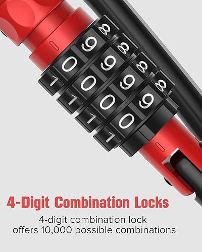 Miniatura 5 de Cerraduras de combinación de mosquetón de alta resistencia, cerradura combinada con contraseña de 4 dígitos en forma de D para bicicleta, casco,