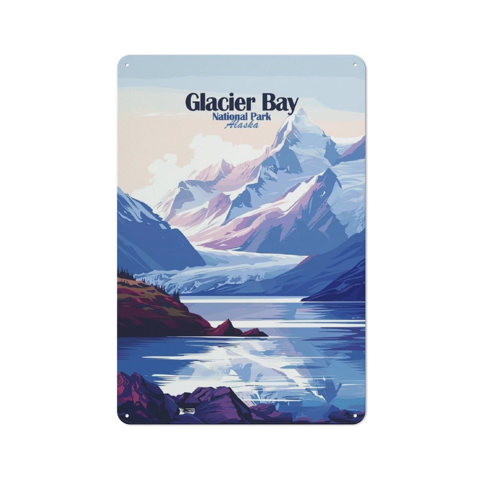 Junmoney Style-4 Retro Metal Wall Sign 30X20cm With Glacier Bay National Park Alaska For Home Bar Wall, A Decorative Gift For A Newly Furnished Home Bar