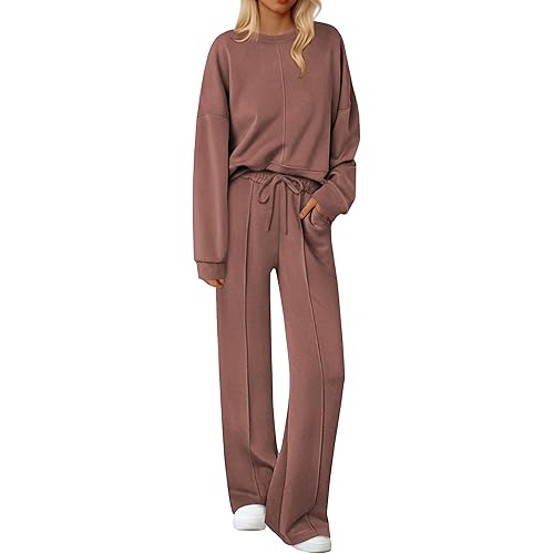 Ekouaer Pajama Sets for Women 2 Piece Lounge Sets Long Sleeve Sleepwear Top and Pants Cozy Pjs Loungewear with Pockets S-XXL