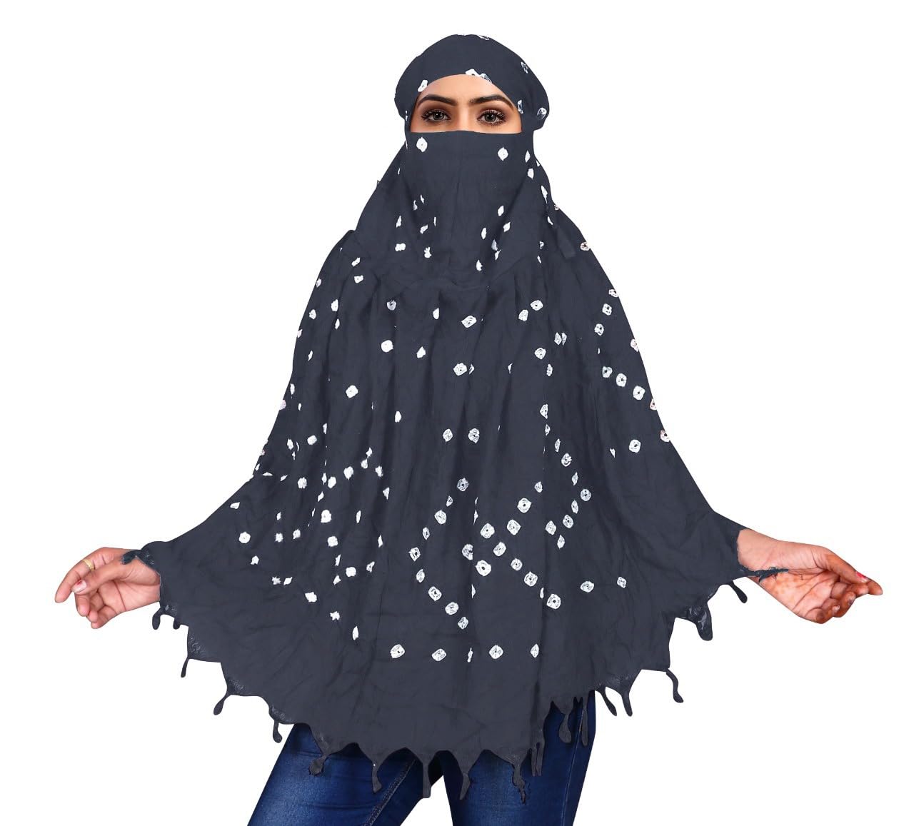 hetvin Cotton Long Scarf Cum Mask Scarves Usable for Vehicle Driver | White Printed Design Fabric | Universal Size | Soft & Breathable Sun Protection | For Girl & Women-picture-32