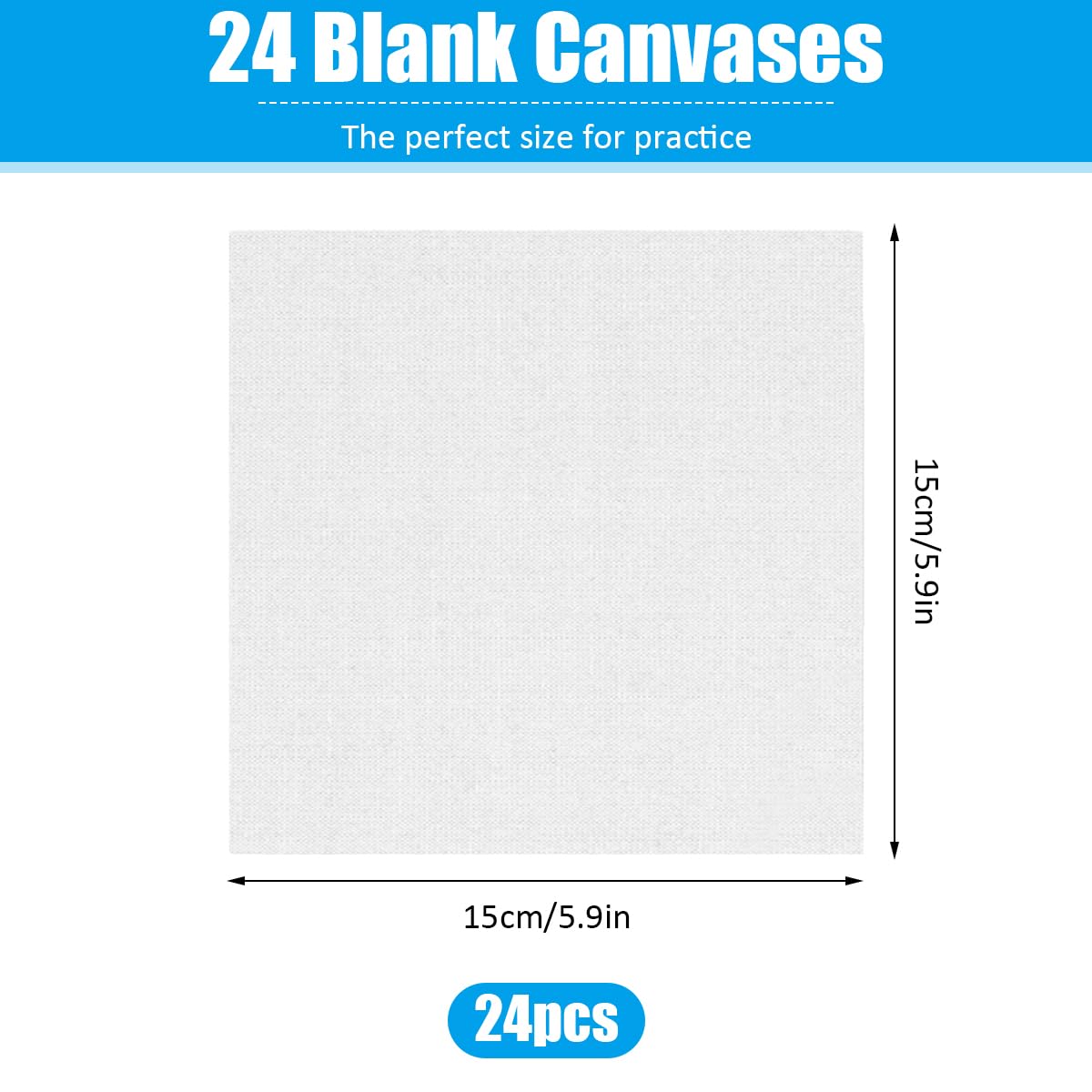 24 tele bianche da dipingere, cornice in tela tesa da 15 cm, confezione di tela per pittura su tela bianca piccola, adatta per adulti, artisti e bambini, adatta per pittura acrilica