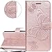Produktbild COTDINFOR Etui für Samsung Galaxy A30S Hülle PU Leder Cover Schutzhülle Magnet Tasche Flip Handytasche im Bookstyle Stand Kartenfächer Lederhülle für Samsung Galaxy A50S Big Butterfly Rose Gold KT.