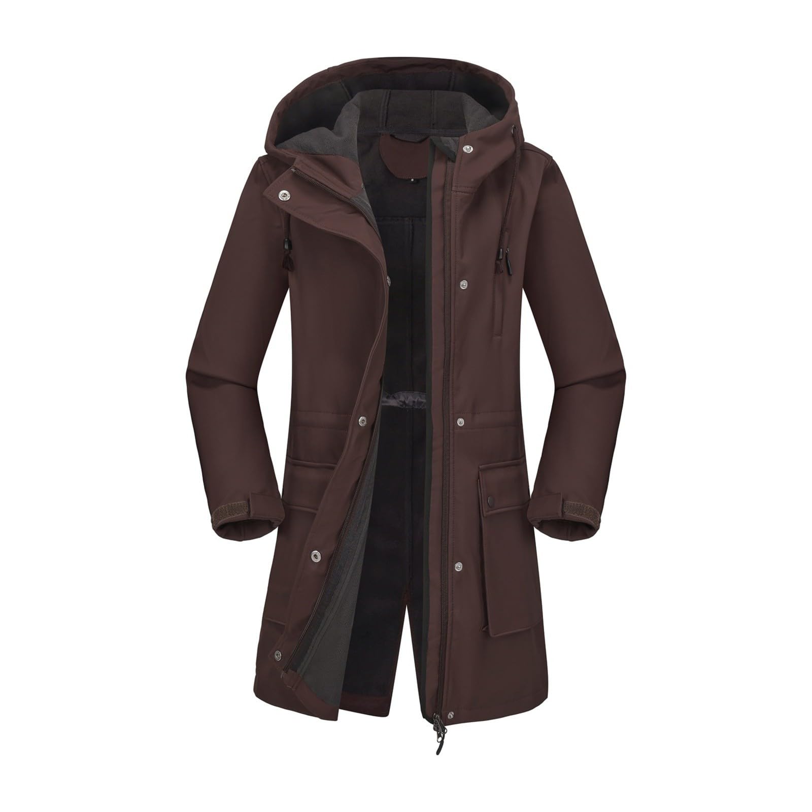 Generisch Giacca impermeabile da donna in softshell con cappuccio, per escursioni e tempo libero, ideale per primavera e autunno, versatile giacca a vento di media lunghezza per ogni avventura