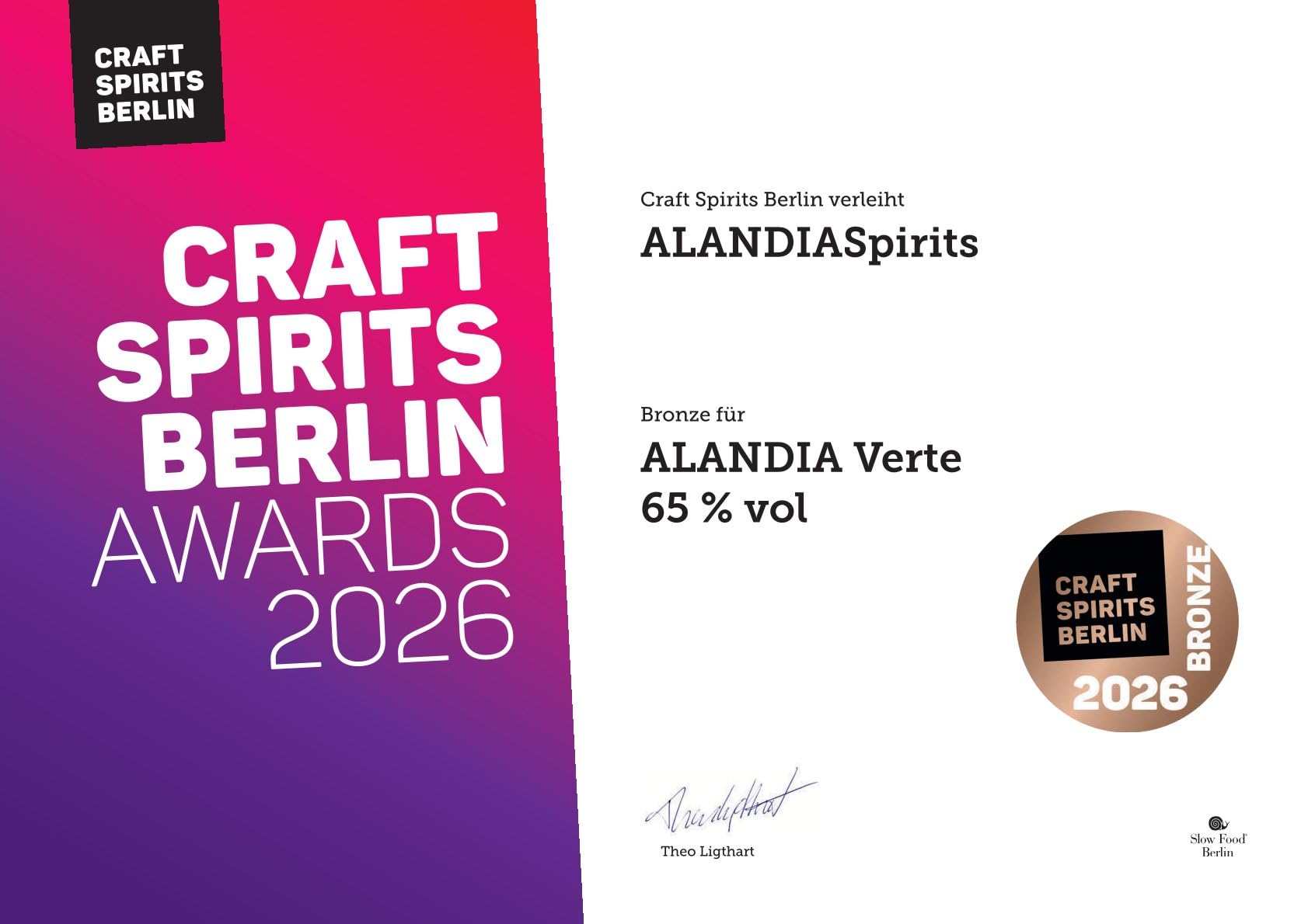 Absinth ALANDIA Verte | Mit Goldmedaille prämiert | Original Rezeptur aus dem 19. Jh. | Ohne Farbstoff | 65% Vol. | (1x 0,5 l)