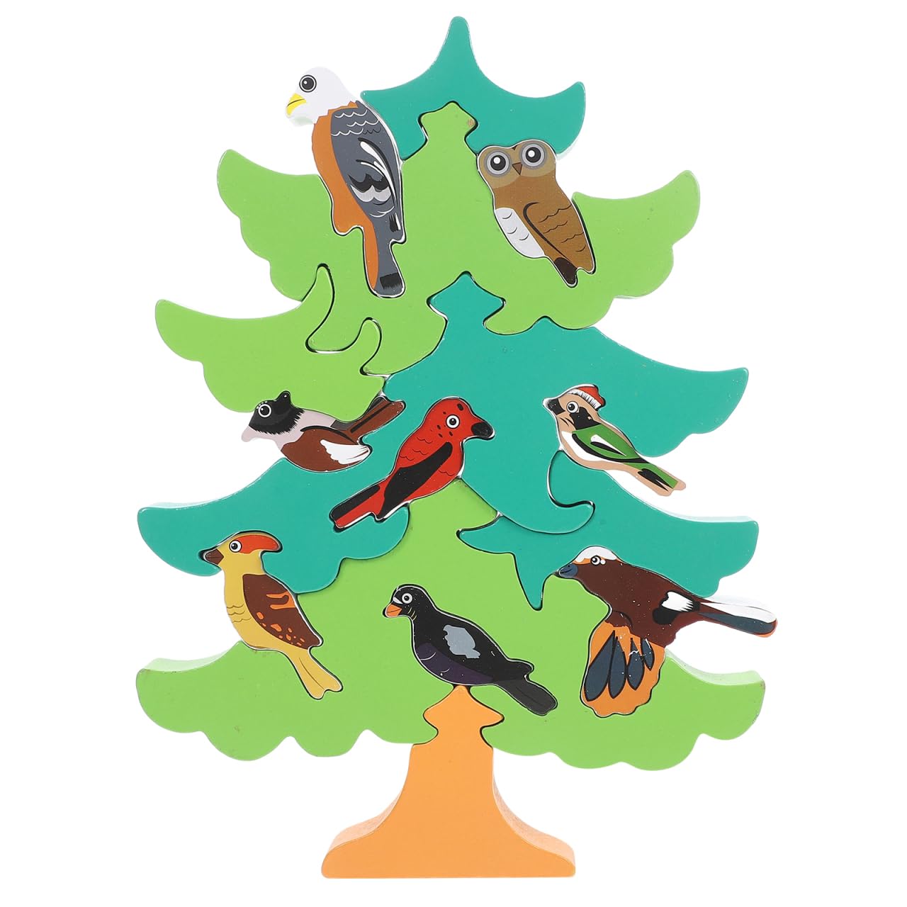 TOYANDONA 1 Set of Baby 3D Jigsaw Puzzle Wooden Tree Bird Shaped Montessori Toy Educational Preschool Learning Toys for Infant Toddlers Boys Girls