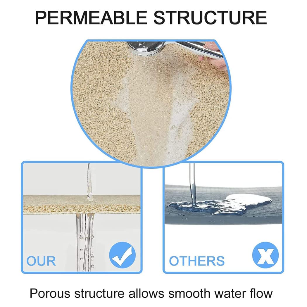 ZLZNX Alfombrilla Antideslizante Rectangular para Ducha Alfombrilla Antideslizante para Suelo de baño Impermeable,Beige,60 * 90CM