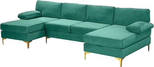 Miniatura 214 de Sofá modular moderno en forma de L, con diván extra ancho y patas doradas Gris,Negro -,Verde,Naranja,Gris oscuro,marino,Púrpura