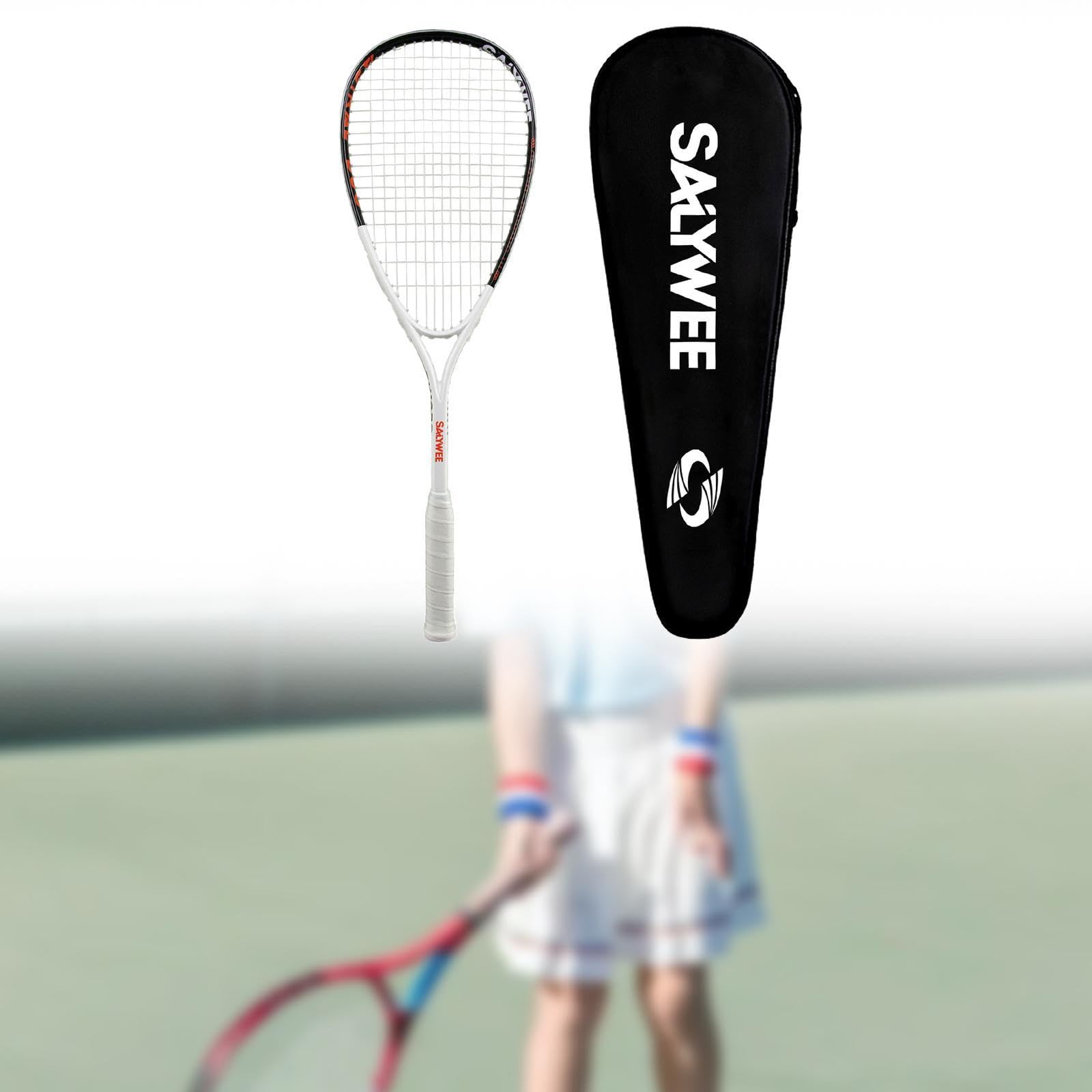 Set di Racchette da Squash in Fibra di Carbonio con Borsa, Ideale per E Sport all'Aria Aperta, Nero